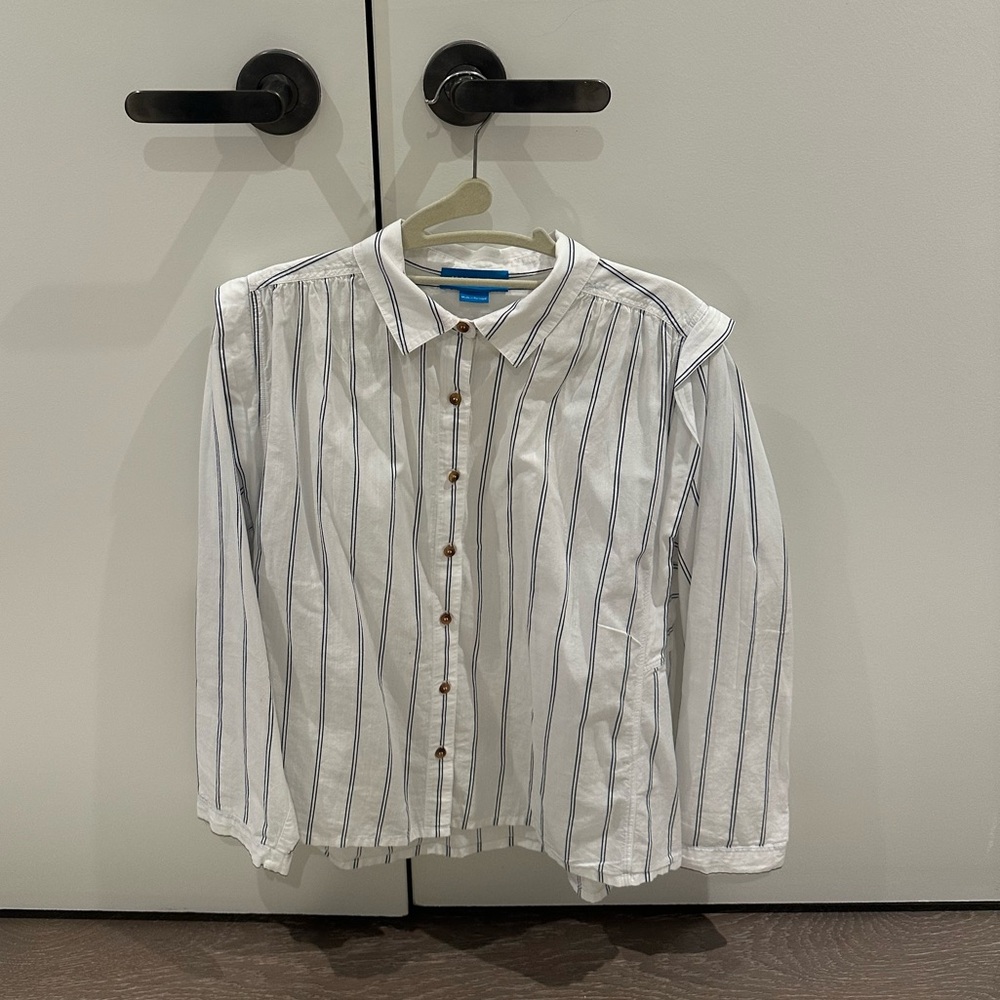 M.I.H JEANS White and Blue Striped Shirt